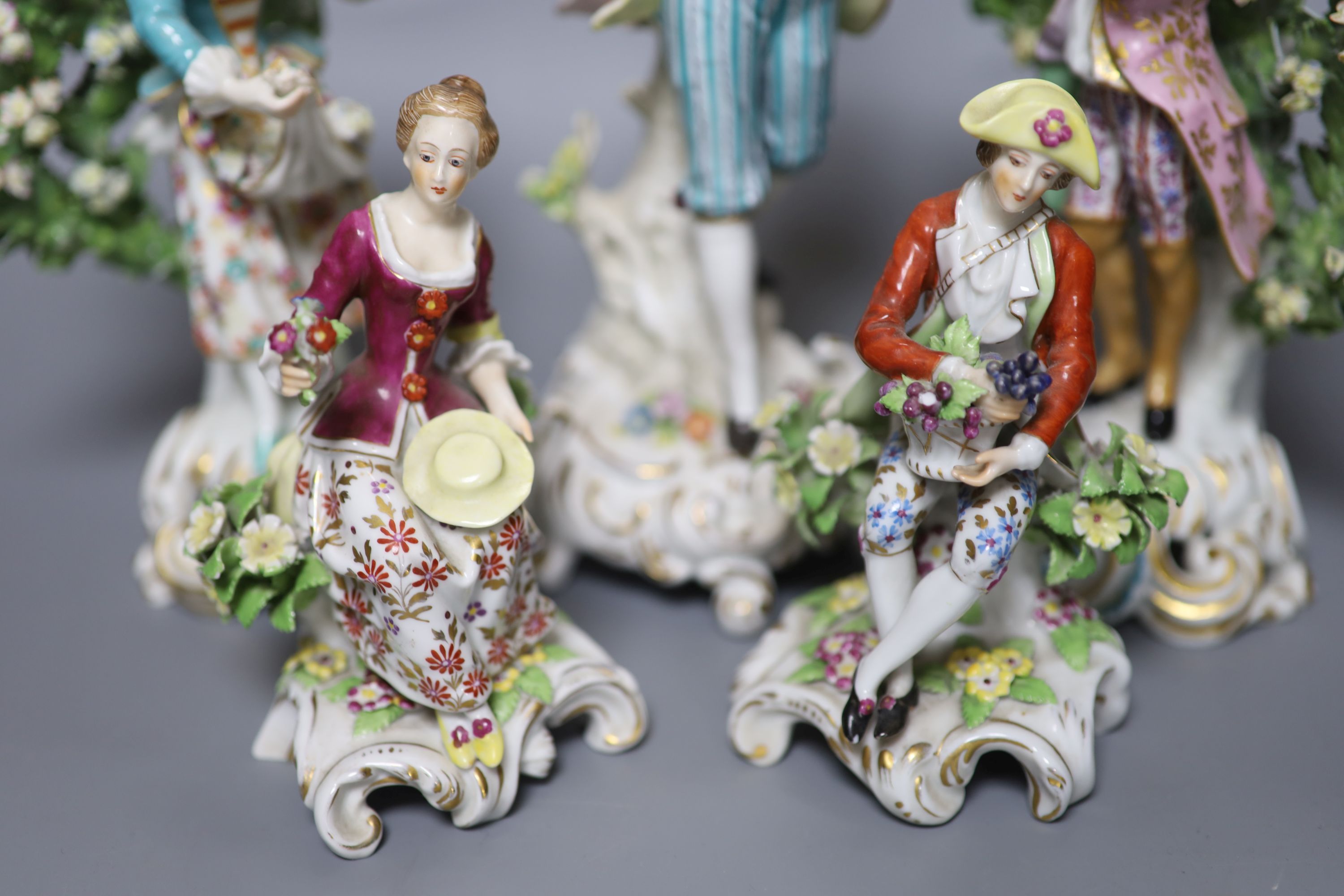 Five Continental porcelain figures, tallest 22.5cm